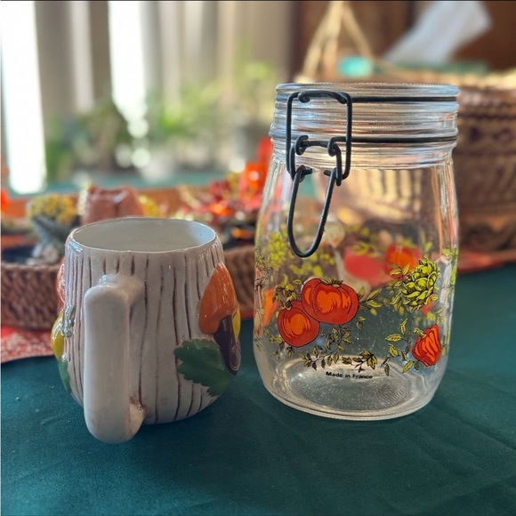 Vintage Mushroom Themed Glass Jar and Ceramic Mug Set - Picture 3 of 11